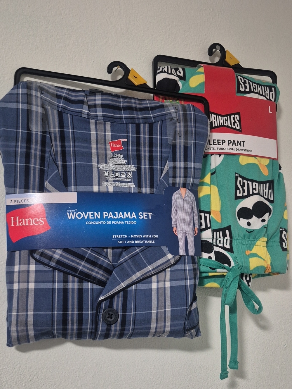 Hanes Men's Woven Pajama Set And Green Pringles-Print Sleep Pants L